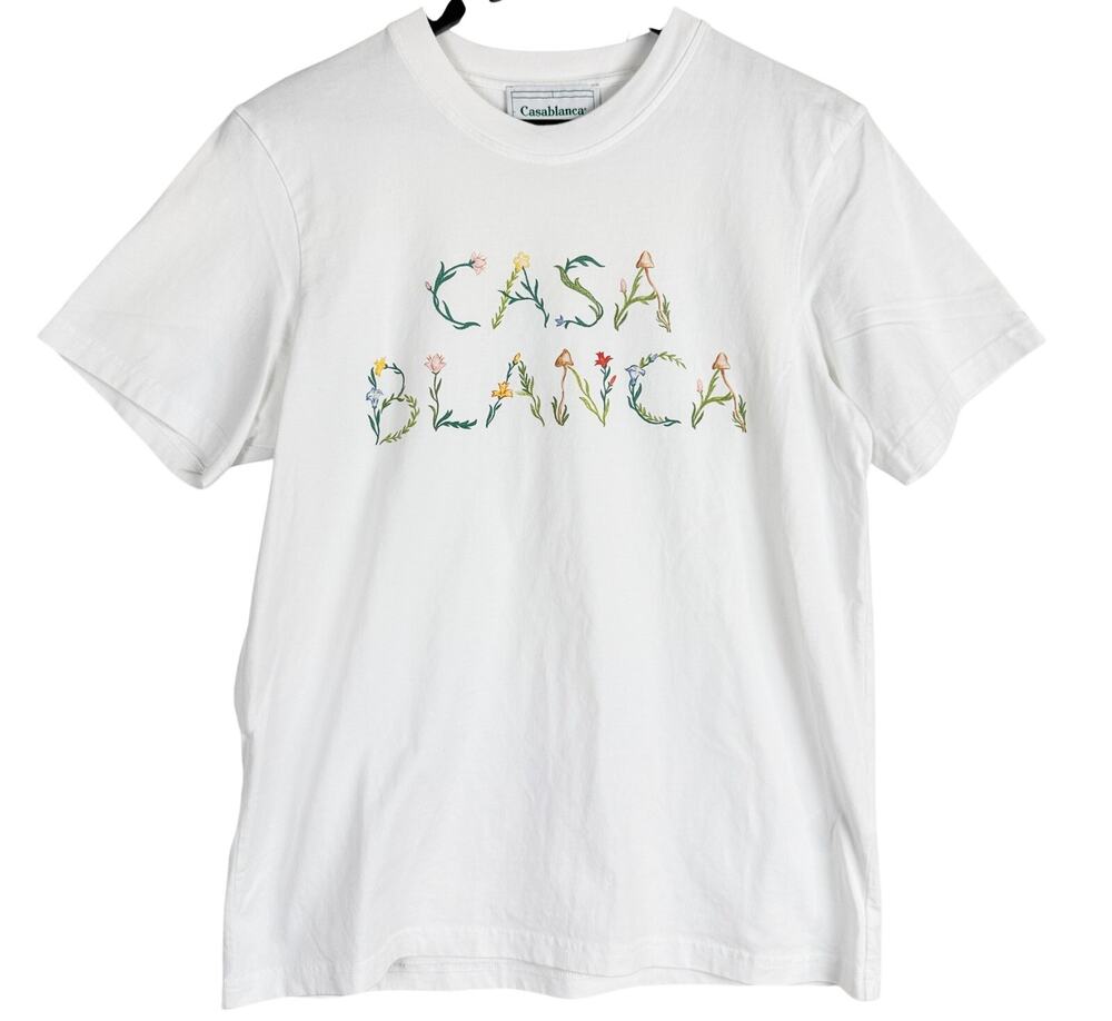 Casablanca Tennis Club White T-Shirt Crew Neck L'Arche Fleurie - M